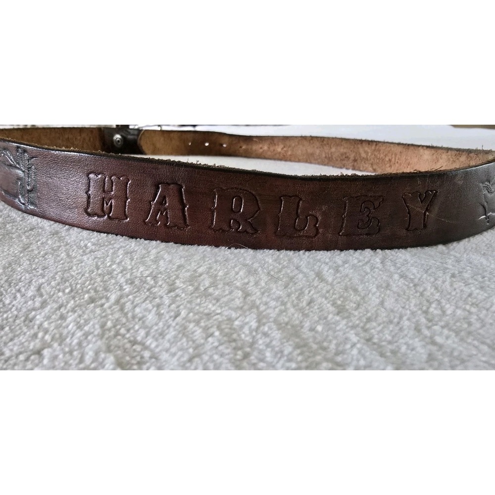 Men Vintage Leather Embossed Belt "Harley" Brown Western Horse Cactus 43" Length